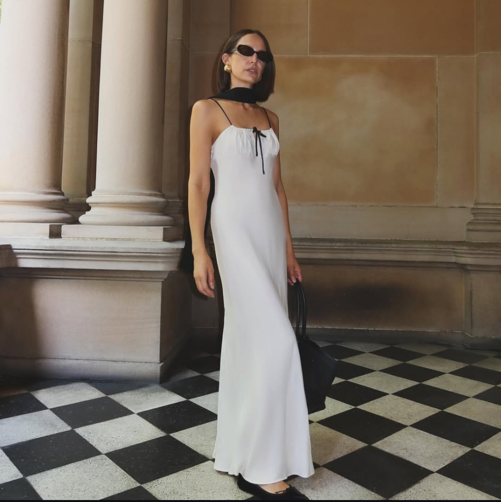 Elegant Cream Spaghetti Strap Dress